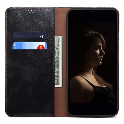 For Samsung Galaxy A55 5G Case Wallet Stand Leather Cover Waxy Crazy Horse Texture