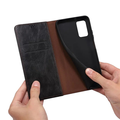 For Samsung Galaxy A55 5G Case Wallet Stand Leather Cover Waxy Crazy Horse Texture
