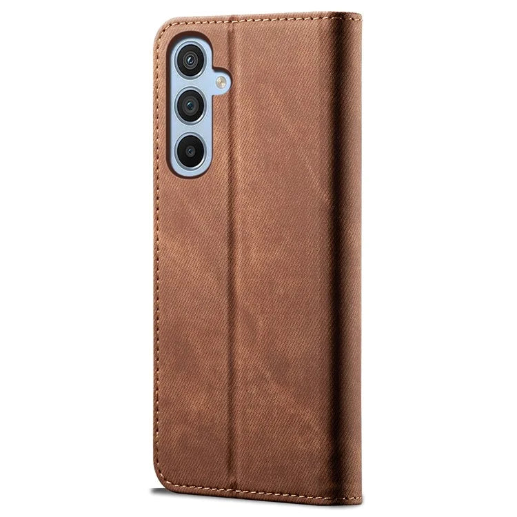 For Samsung Galaxy A55 5G Case Wallet Jeans Cloth Texture Leather Stand Cover