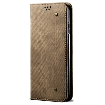 For OnePlus 12 5G Case with Stand Jeans Cloth Texture Wallet Leather Cover