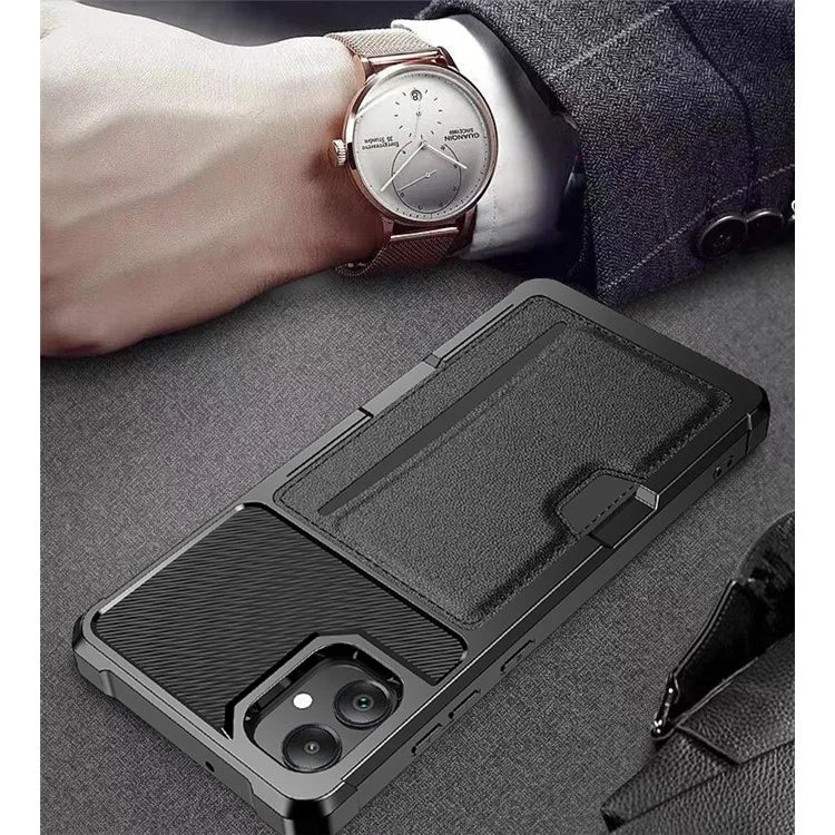 For Samsung Galaxy A05 4G Case with Card Holder ZM02 Shockproof PU+TPU Cover