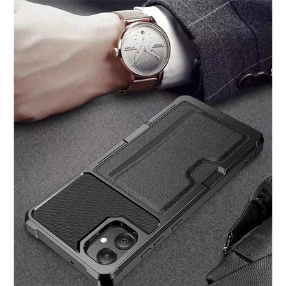 For Samsung Galaxy A05 4G Case with Card Holder ZM02 Shockproof PU+TPU Cover