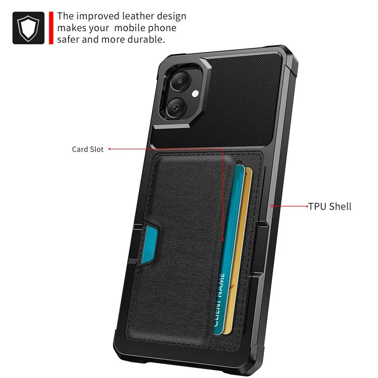 For Samsung Galaxy A05 4G Case with Card Holder ZM02 Shockproof PU+TPU Cover