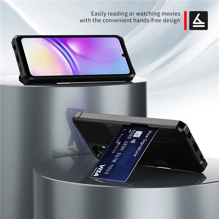 For Samsung Galaxy A05 4G Case with Card Holder ZM02 Shockproof PU+TPU Cover