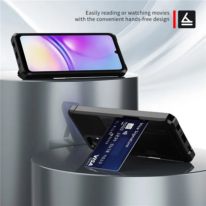 For Samsung Galaxy A05 4G Case with Card Holder ZM02 Shockproof PU+TPU Cover