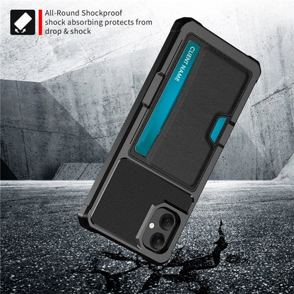 For Samsung Galaxy A05 4G Case with Card Holder ZM02 Shockproof PU+TPU Cover
