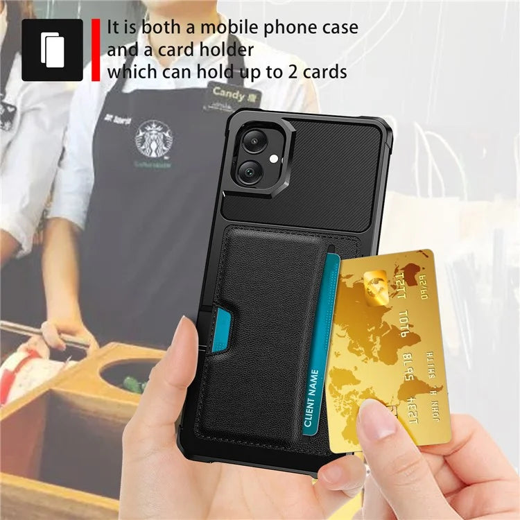 For Samsung Galaxy A05 4G Case with Card Holder ZM02 Shockproof PU+TPU Cover