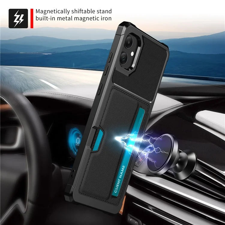 For Samsung Galaxy A05 4G Case with Card Holder ZM02 Shockproof PU+TPU Cover