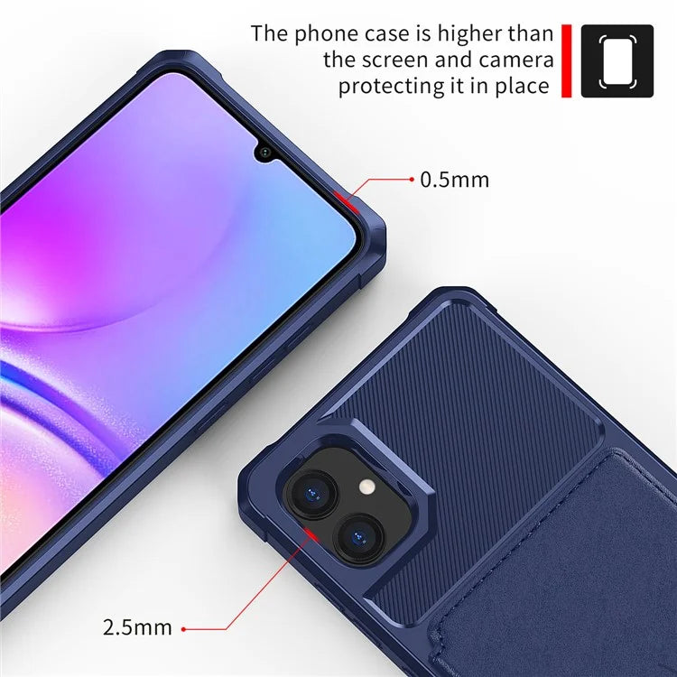 For Samsung Galaxy A05 4G Case Card Holder Kickstand ZM03 PU+TPU Back Cover