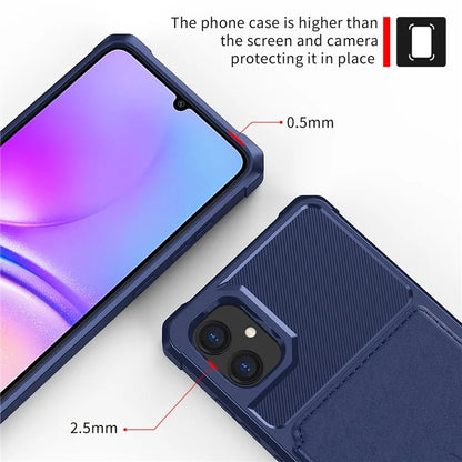 For Samsung Galaxy A05 4G Case Card Holder Kickstand ZM03 PU+TPU Back Cover