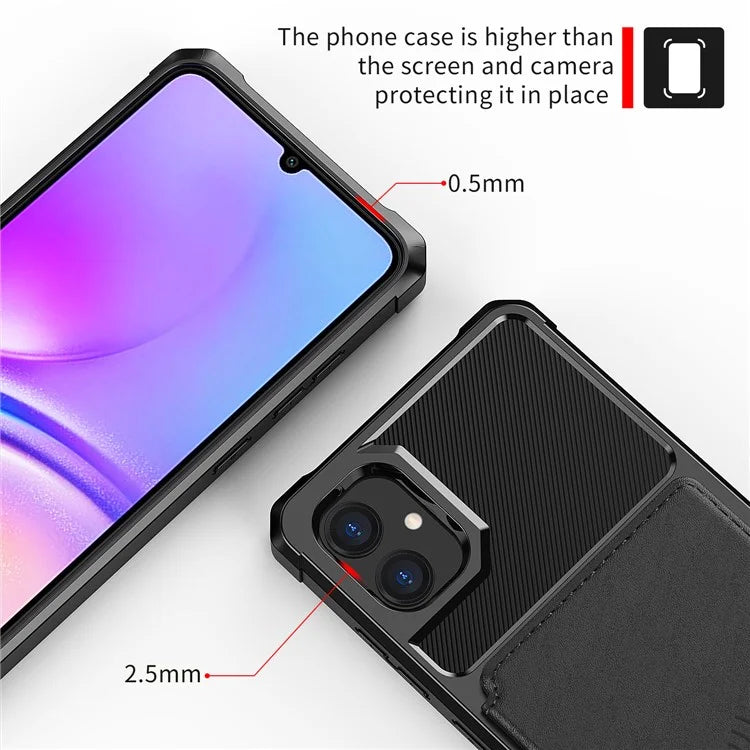 For Samsung Galaxy A05 4G Case Card Holder Kickstand ZM03 PU+TPU Back Cover