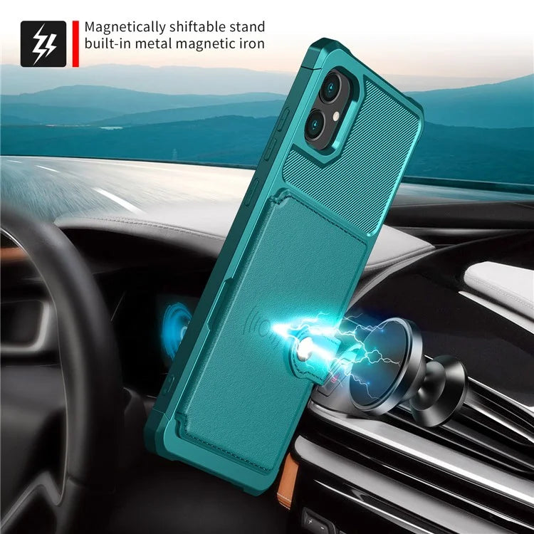 For Samsung Galaxy A05 4G Case Card Holder Kickstand ZM03 PU+TPU Back Cover