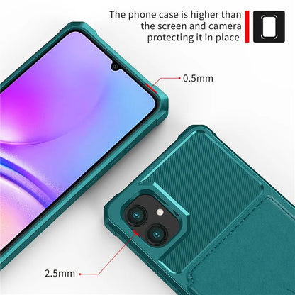 For Samsung Galaxy A05 4G Case Card Holder Kickstand ZM03 PU+TPU Back Cover