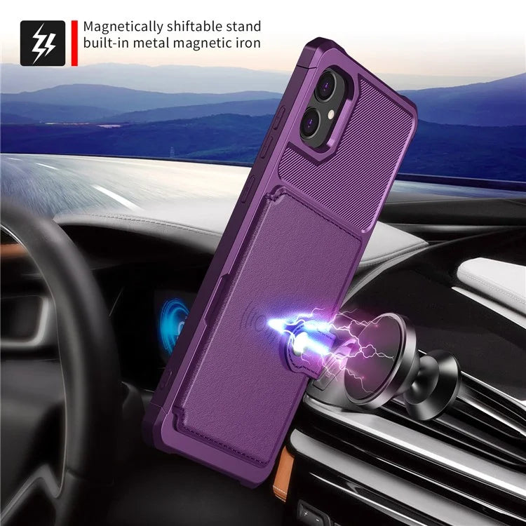 For Samsung Galaxy A05 4G Case Card Holder Kickstand ZM03 PU+TPU Back Cover
