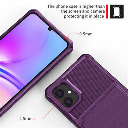 For Samsung Galaxy A05 4G Case Card Holder Kickstand ZM03 PU+TPU Back Cover