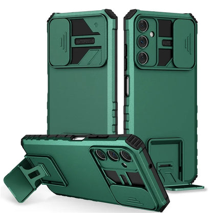 For Samsung Galaxy A05s 4G Phone Case Built-in Kickstand and Slide Lens Coverish Green