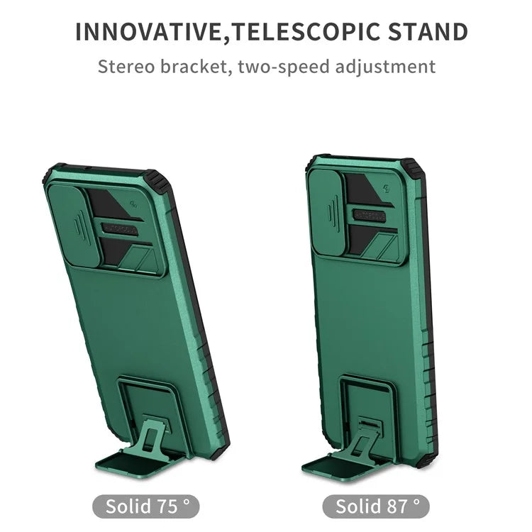 For Samsung Galaxy A05s 4G Phone Case Built-in Kickstand and Slide Lens Coverish Green