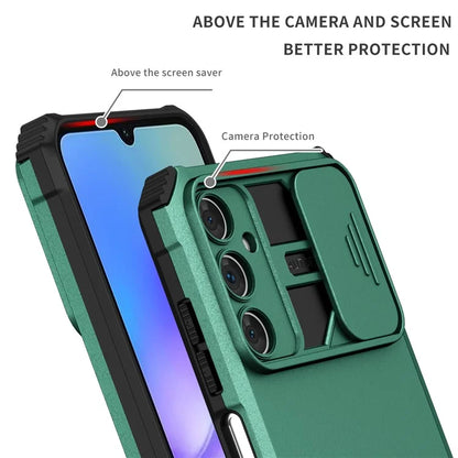 For Samsung Galaxy A05s 4G Phone Case Built-in Kickstand and Slide Lens Coverish Green