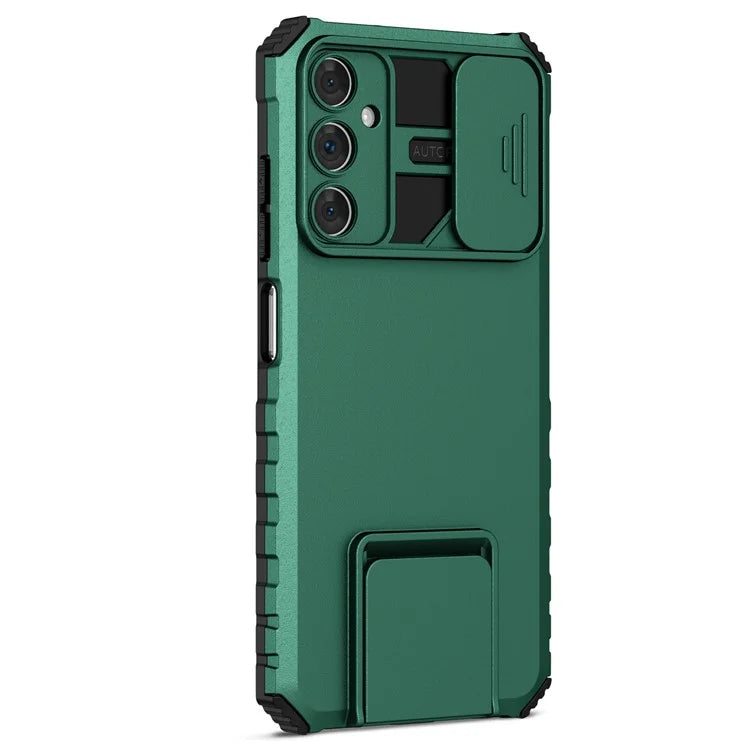 For Samsung Galaxy A05s 4G Phone Case Built-in Kickstand and Slide Lens Coverish Green