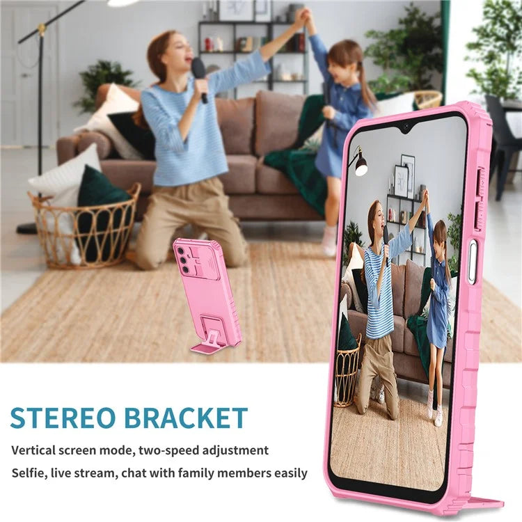 For Samsung Galaxy A15 5G Phone Case Slide Lens Protection Kickstand