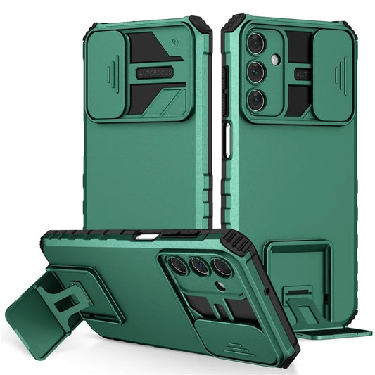 For Samsung Galaxy A15 5G Phone Case Slide Lens Protection Kickstandish Green