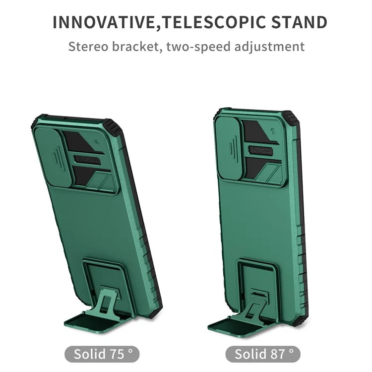 For Samsung Galaxy A15 5G Phone Case Slide Lens Protection Kickstandish Green