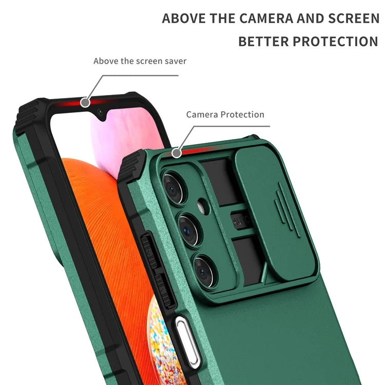 For Samsung Galaxy A15 5G Phone Case Slide Lens Protection Kickstandish Green