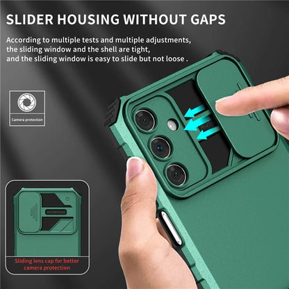 For Samsung Galaxy A15 5G Phone Case Slide Lens Protection Kickstandish Green