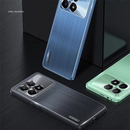 For Xiaomi Redmi K70 5G / K70 Pro 5G Case TPU + Metal Brushed Smartphone Guard Cover