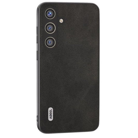 ABEEL For Samsung Galaxy S24+ Case Cowhide Texture  PU Leather + Hard PC Phone Back Shell