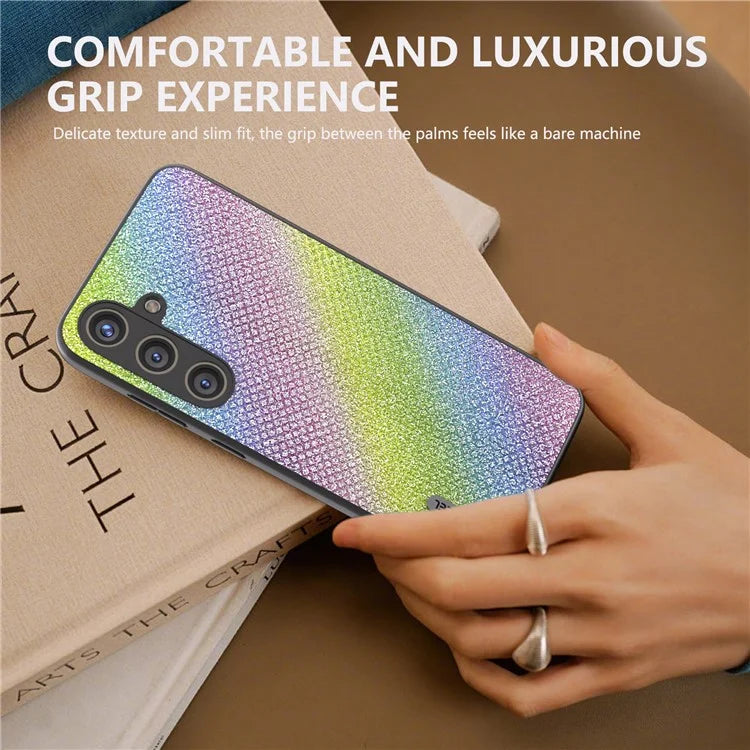 ABEEL For Samsung Galaxy S24+ Protective Phone Cover Rhinestone Texture Leather Back Case