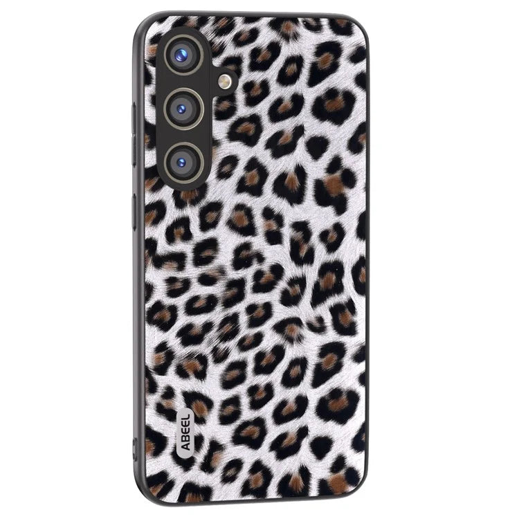 ABEEL For Samsung Galaxy S24 Case Leather Coated PC+TPU Leopard Pattern Phone Cover
