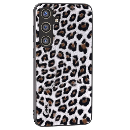 ABEEL For Samsung Galaxy S24 Case Leather Coated PC+TPU Leopard Pattern Phone Cover