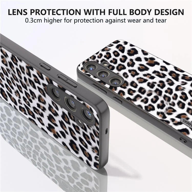 ABEEL For Samsung Galaxy S24 Case Leather Coated PC+TPU Leopard Pattern Phone Cover