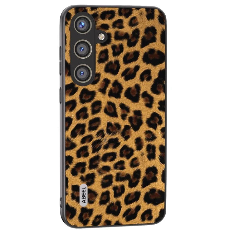 ABEEL For Samsung Galaxy S24 Case Leather Coated PC+TPU Leopard Pattern Phone Cover