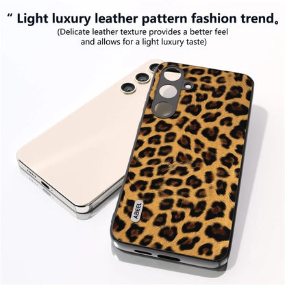 ABEEL For Samsung Galaxy S24 Case Leather Coated PC+TPU Leopard Pattern Phone Cover