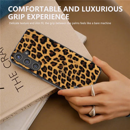 ABEEL For Samsung Galaxy S24 Case Leather Coated PC+TPU Leopard Pattern Phone Cover