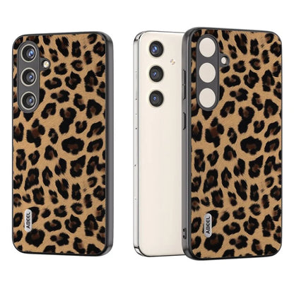 ABEEL For Samsung Galaxy S24 Case Leather Coated PC+TPU Leopard Pattern Phone Cover