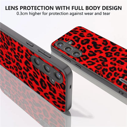 ABEEL For Samsung Galaxy S24 Case Leather Coated PC+TPU Leopard Pattern Phone Cover