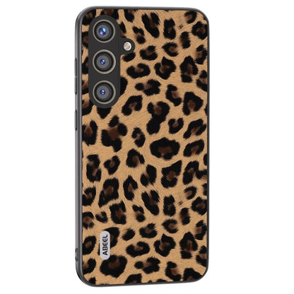 ABEEL For Samsung Galaxy S24 Case Leather Coated PC+TPU Leopard Pattern Phone Cover