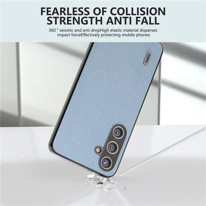 ABEEL For Samsung Galaxy S24 Case Genuine Cow Leather Litchi Texture Cover
