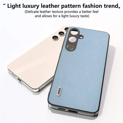 ABEEL For Samsung Galaxy S24 Case Genuine Cow Leather Litchi Texture Cover