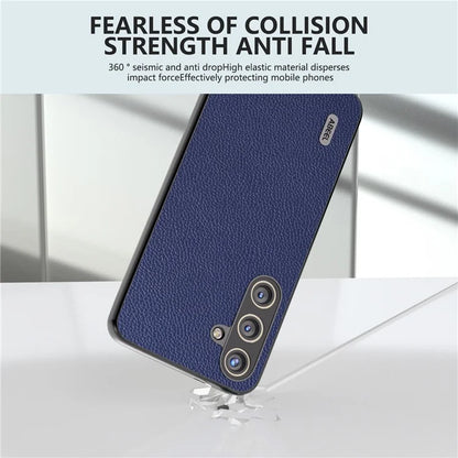 ABEEL For Samsung Galaxy S24 Case Genuine Cow Leather Litchi Texture Cover