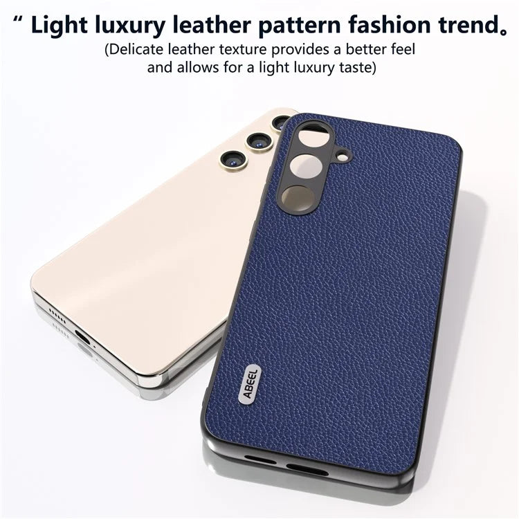 ABEEL For Samsung Galaxy S24 Case Genuine Cow Leather Litchi Texture Cover