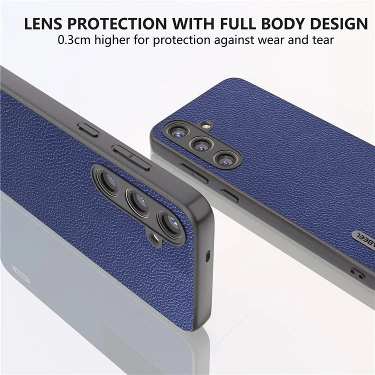 ABEEL For Samsung Galaxy S24 Case Genuine Cow Leather Litchi Texture Cover