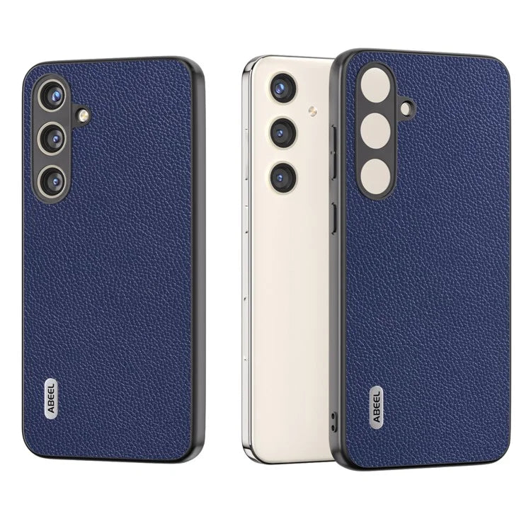 ABEEL For Samsung Galaxy S24 Case Genuine Cow Leather Litchi Texture Cover