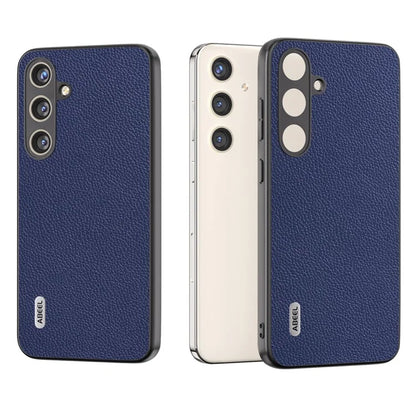 ABEEL For Samsung Galaxy S24 Case Genuine Cow Leather Litchi Texture Cover