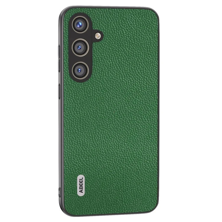 ABEEL For Samsung Galaxy S24 Case Genuine Cow Leather Litchi Texture Cover