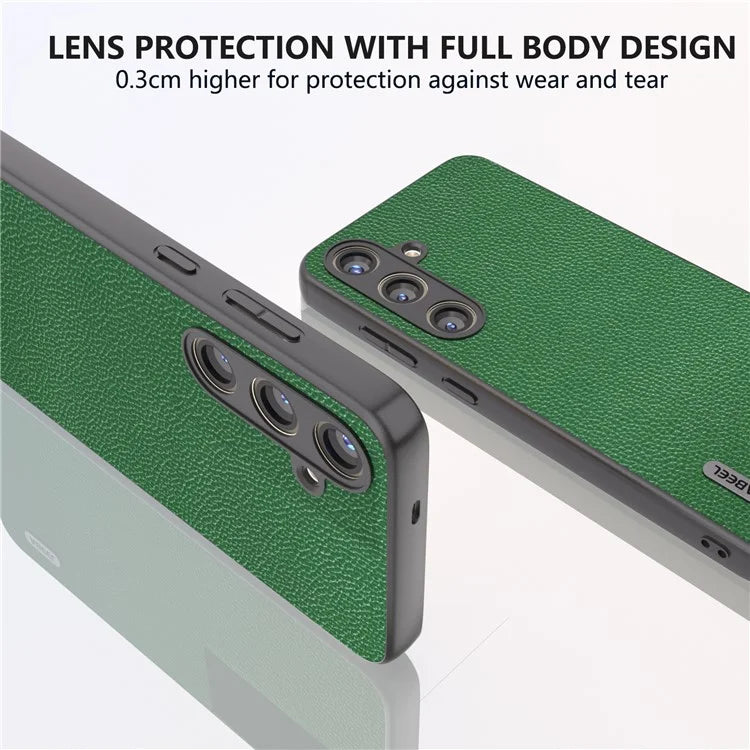 ABEEL For Samsung Galaxy S24 Case Genuine Cow Leather Litchi Texture Cover