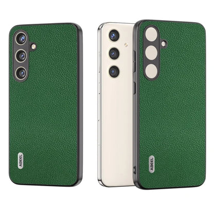 ABEEL For Samsung Galaxy S24 Case Genuine Cow Leather Litchi Texture Cover